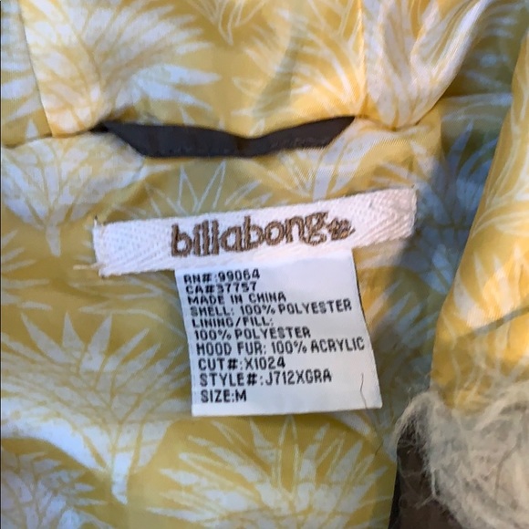 Vintage billabong bomber with fur hood - Picture 2 of 4